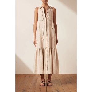 NWT SHONA JOY Sz US 2 AUS 6 LUNA SLEEVELESS MIDI DRESS IN NATURAL
